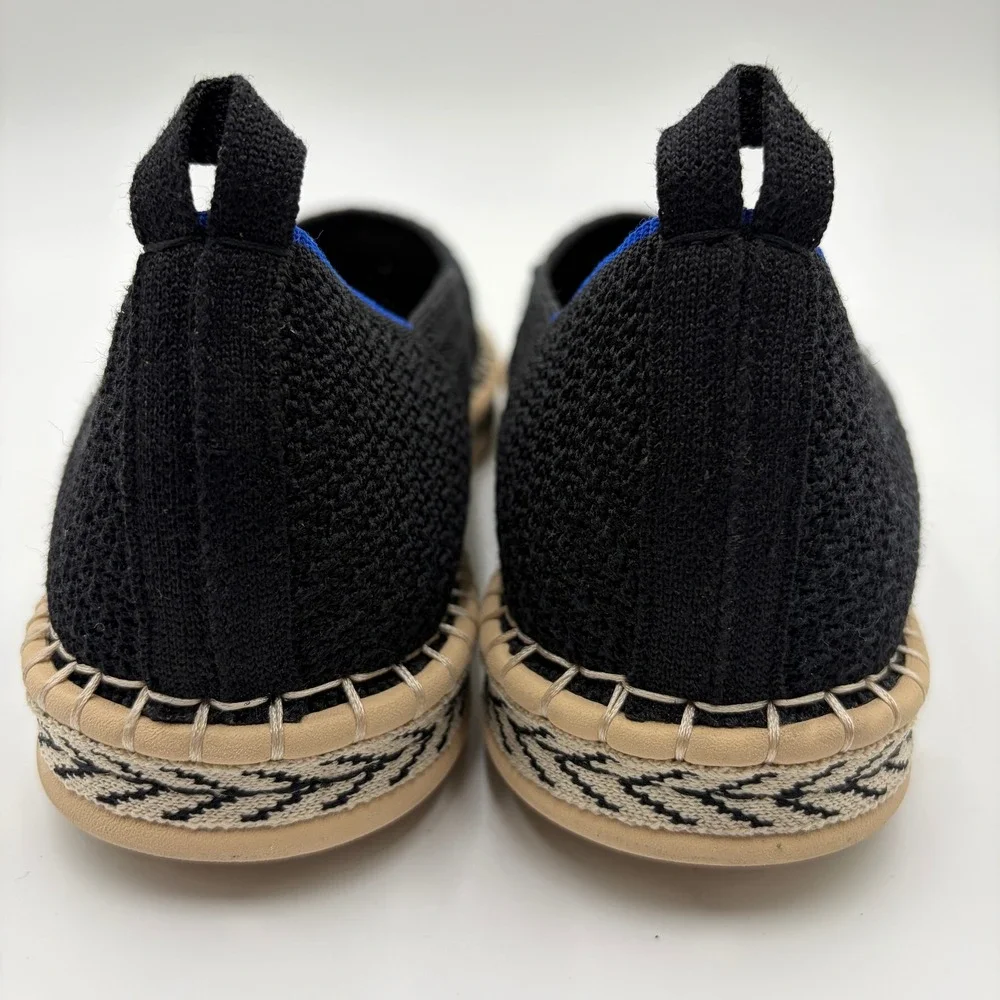 Rothys The Espadrille Black Knit Slip On Flat Shoes Womens 11 186-002 Chic Beach